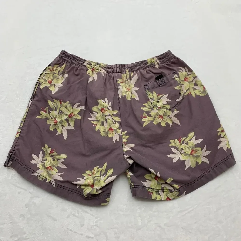 Vintage Polo Sport Mens XXL Purple Floral Swim Trunks Lined 2X Bottoms Shorts